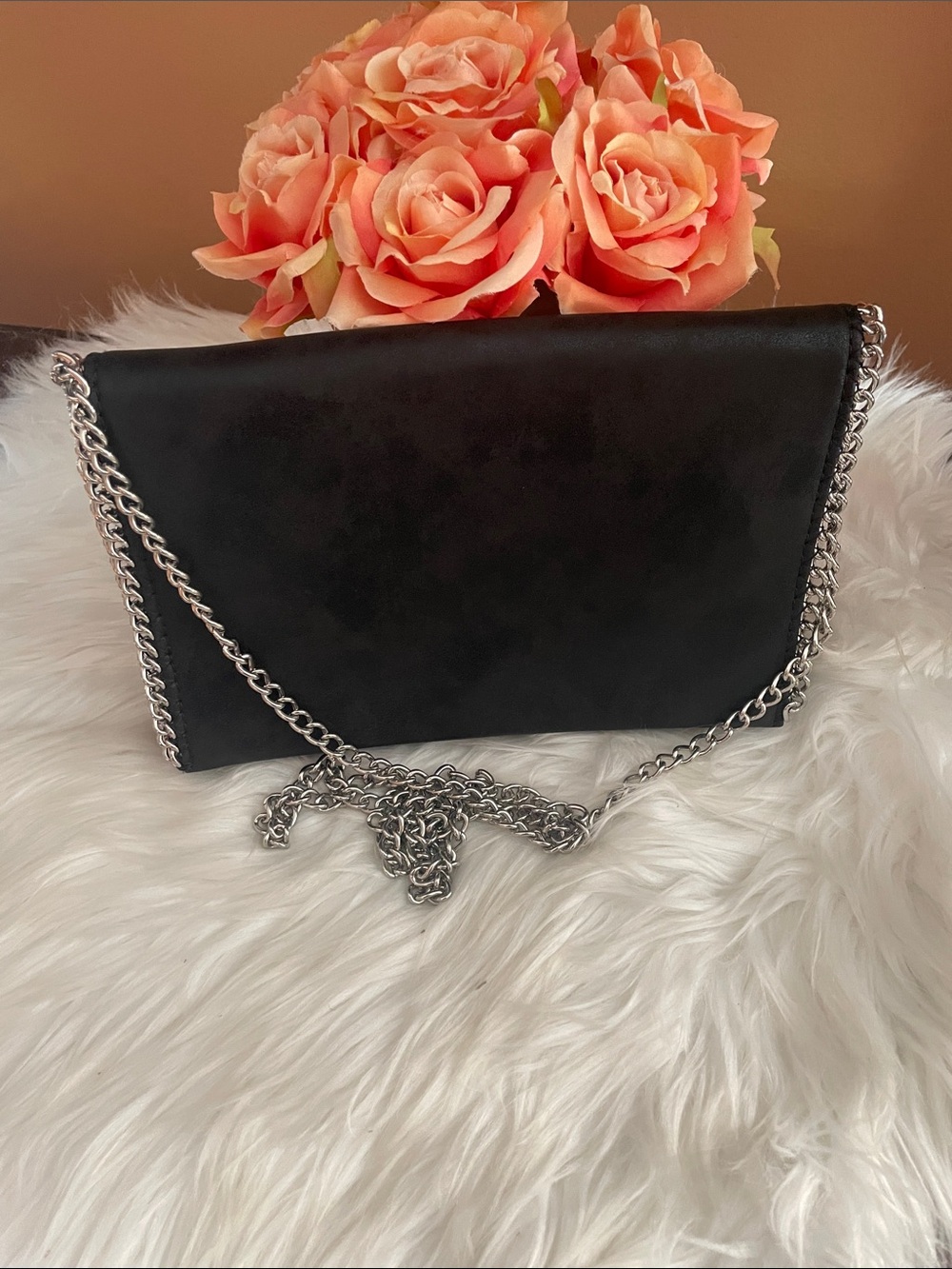 Chelsea28 Black Chain-Trim Crossbody Bag